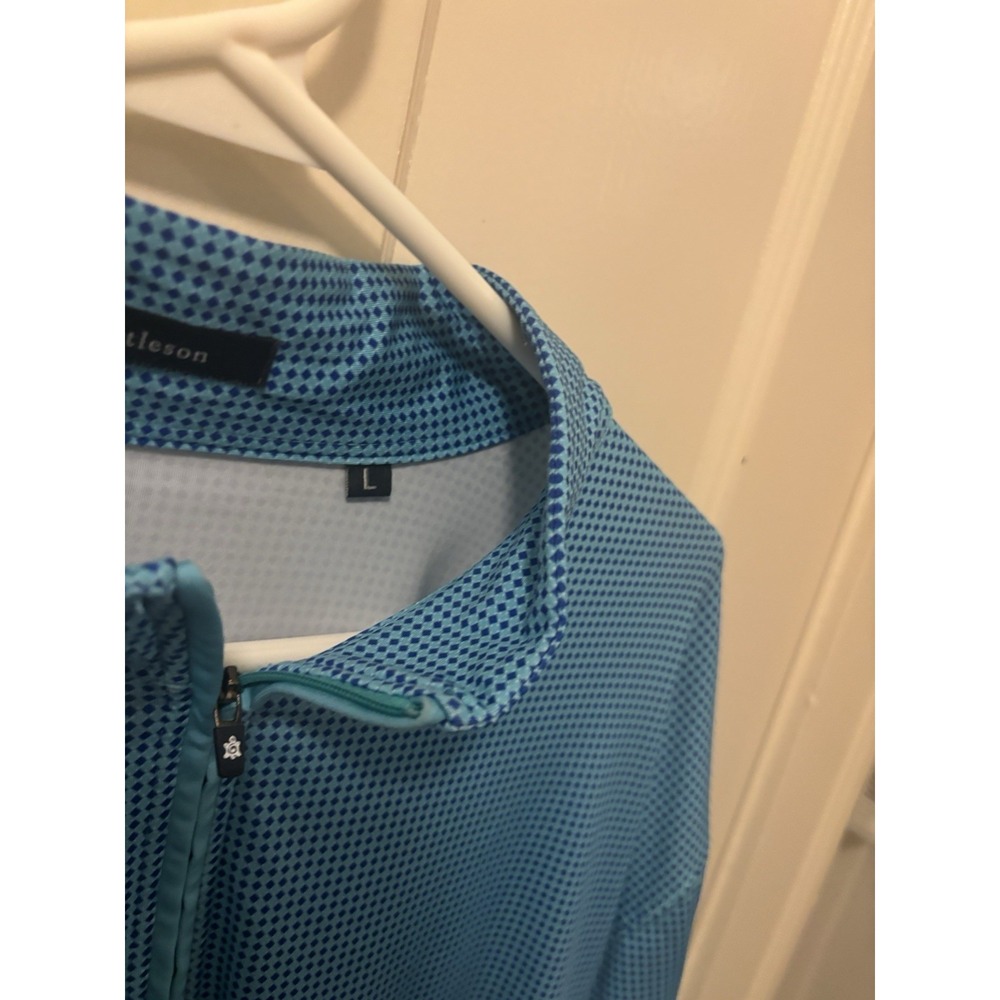 Turtleson Golf Performance 1/4 Zip Pullover Mens Blue Stretch Long Sleeve Geo L - Picture 4 of 5